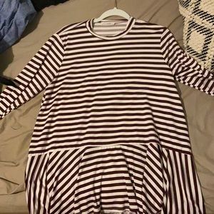Striped Peplum Blouse Long Sleeve